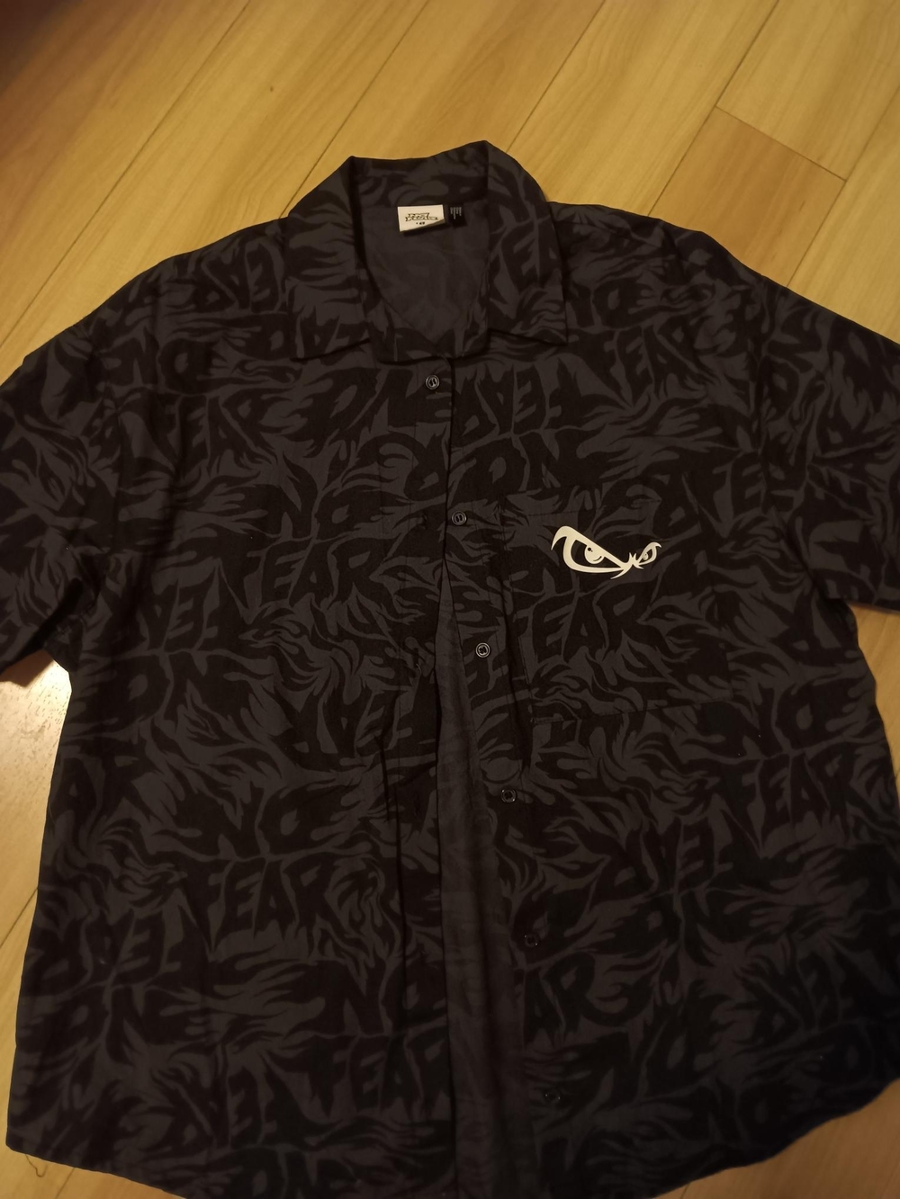 H&M Dark Floral Short-Sleeve Button-Up - Black & Charcoal